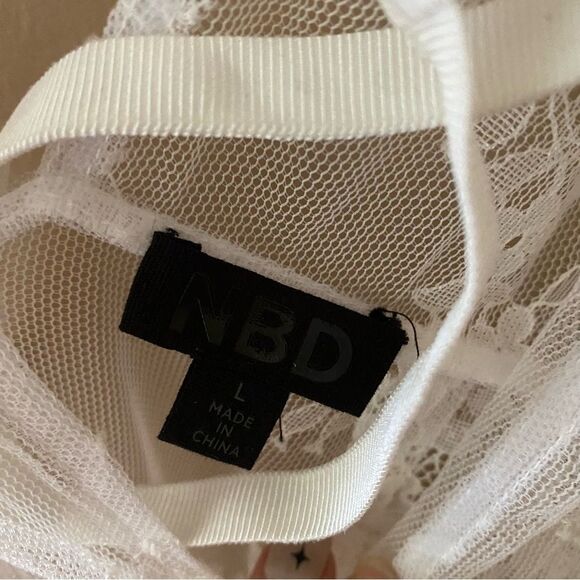 NBD Zola lace midi dress white sheer bralette bustier Revolve NWT L - Picture 13 of 14